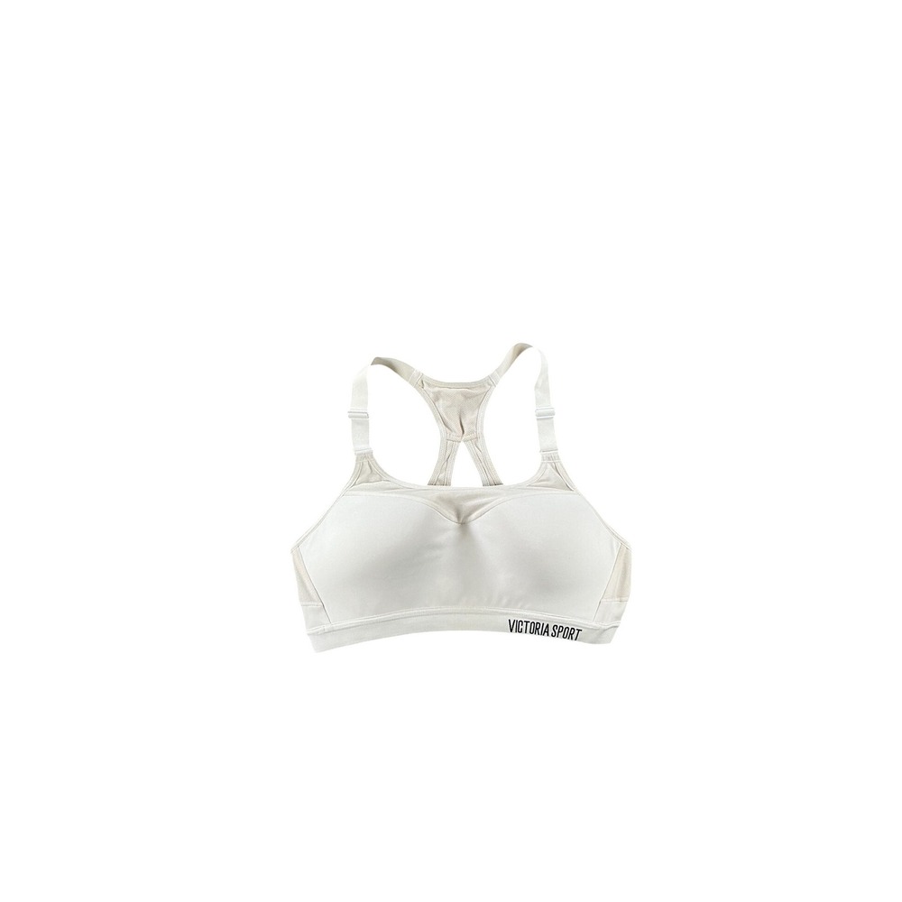 Victoria Sport Cream Racerback Sports Bra Mesh Detail Beige Activewear